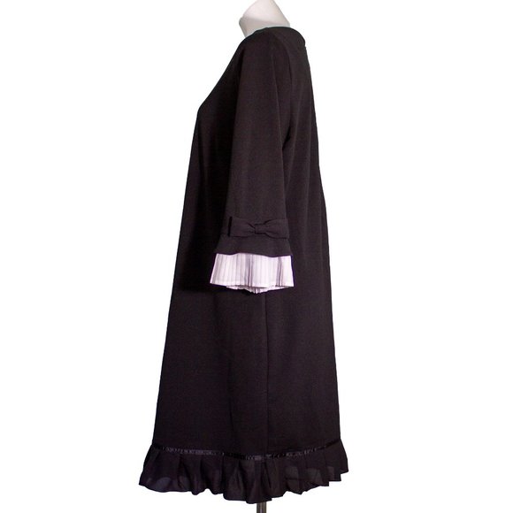 Sharagano Black & White Pleated Dress sz 14 - Picture 2 of 5